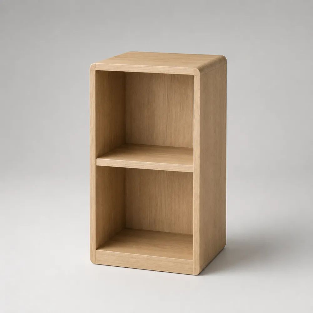 Modulo contenitore verticale per mobile TV in MDF impiallacciato, rovere naturale, 2 vani, 40 × 35 × 80 cm