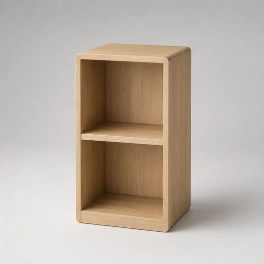 Modulo contenitore verticale per mobile TV in MDF impiallacciato, rovere naturale, 2 vani, 40 × 35 × 80 cm