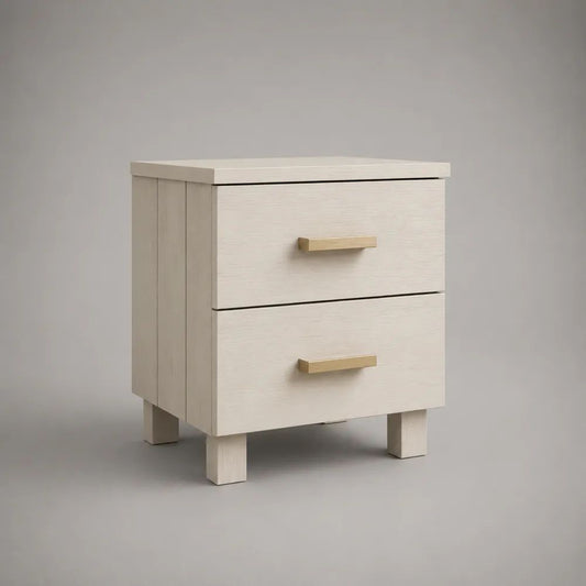 Comodino bianco crema e oro in MDF con 2 cassetti, 40 x 35 x 55 cm